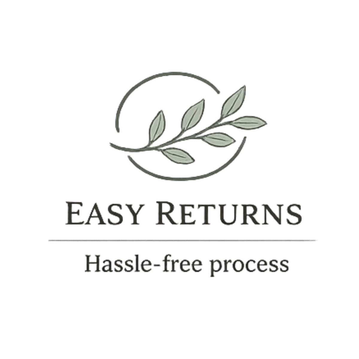 Logo with leaves and text 'Easy Returns' and 'Hassle-free process' on a white background